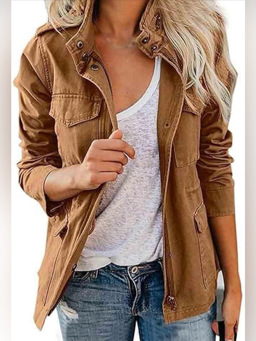 Women's Brown Military Utility Jacket - Brand